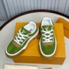 Louis Vuitton LV Checker Green Suede & Tan Leather Retro Sneakers
