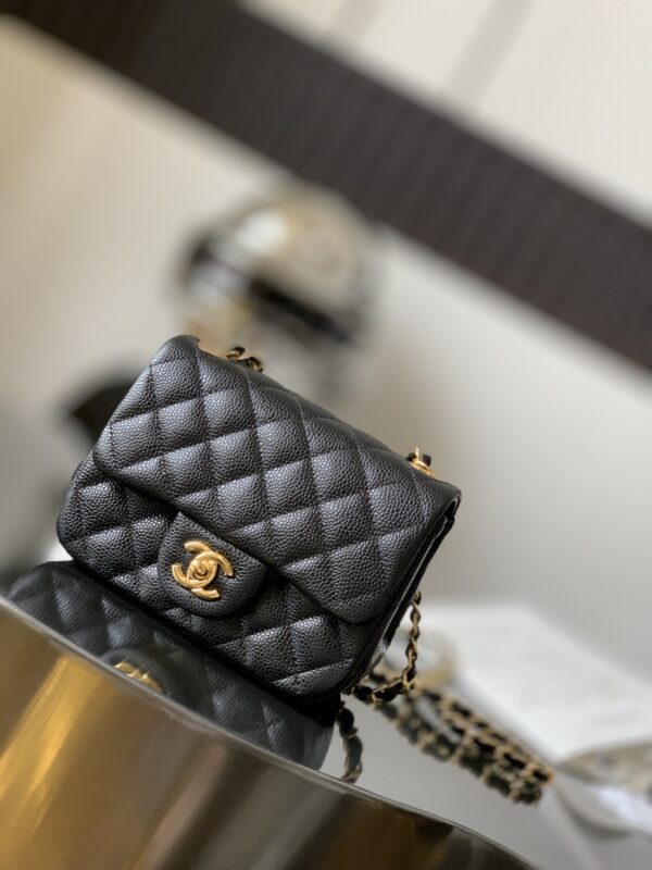 sy_no_8AED357CFFE7547BEAAE47D58EB508EC_0 Chanel Black & Gold Caviar Leather Classic CF Quilted Chain Bag