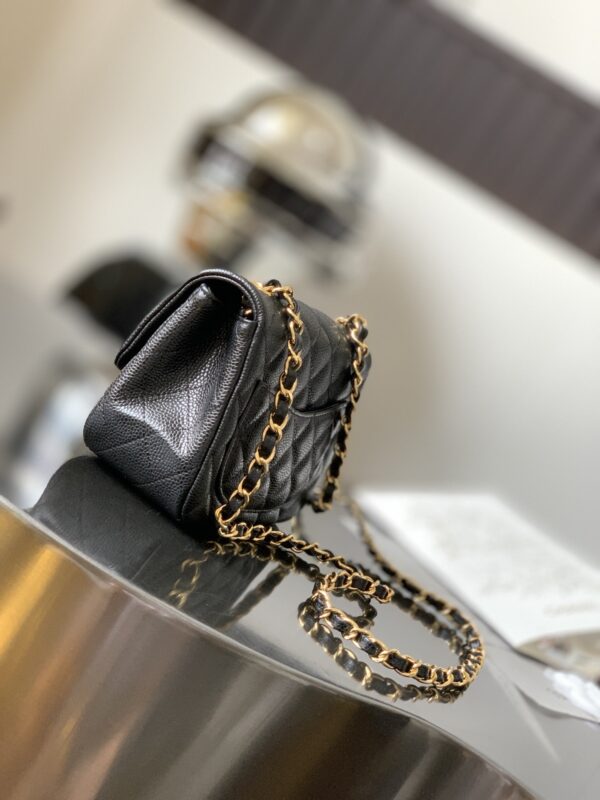 sy_no_8AED357CFFE7547BEAAE47D58EB508EC_1 Chanel Black & Gold Caviar Leather Classic CF Quilted Chain Bag