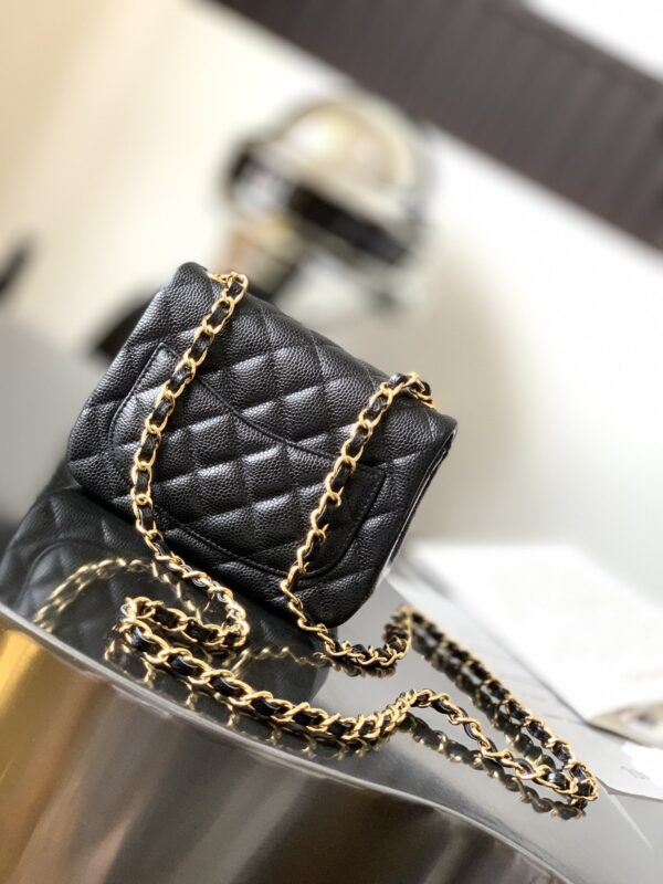 sy_no_8AED357CFFE7547BEAAE47D58EB508EC_2 Chanel Black & Gold Caviar Leather Classic CF Quilted Chain Bag