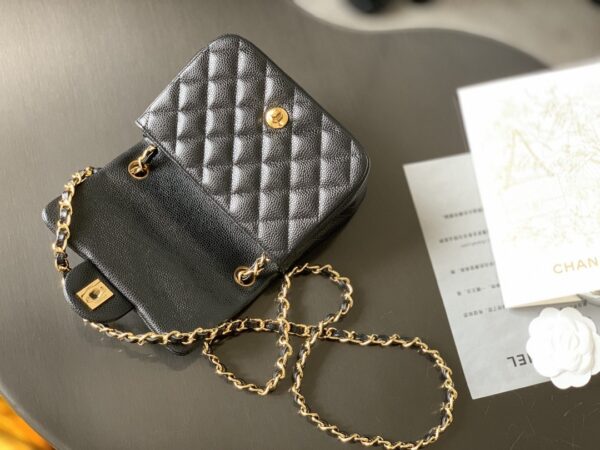 sy_no_8AED357CFFE7547BEAAE47D58EB508EC_5 Chanel Black & Gold Caviar Leather Classic CF Quilted Chain Bag