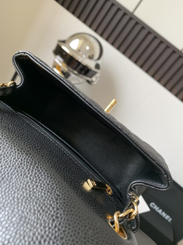 sy_no_8AED357CFFE7547BEAAE47D58EB508EC_7 Chanel Black & Gold Caviar Leather Classic CF Quilted Chain Bag