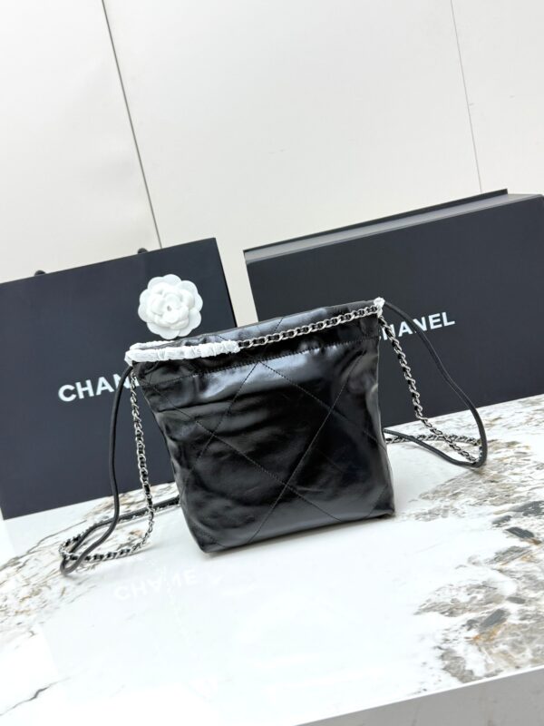 sy_no_8B08D0B843AC70C83387BDC55E33EBA1_1 Chanel 23A Mini 22 Bucket Bag – Glossy Calfskin Leather with Silver Hardware