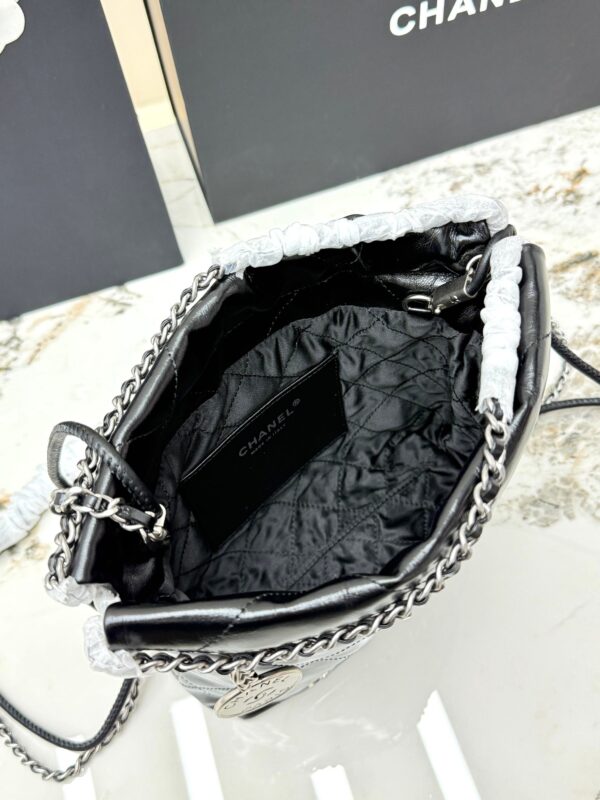 sy_no_8B08D0B843AC70C83387BDC55E33EBA1_6 Chanel 23A Mini 22 Bucket Bag – Glossy Calfskin Leather with Silver Hardware