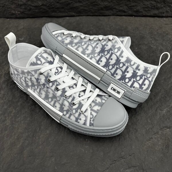 Dior B23 Grey Oblique Transparent Low-Top Sneakers