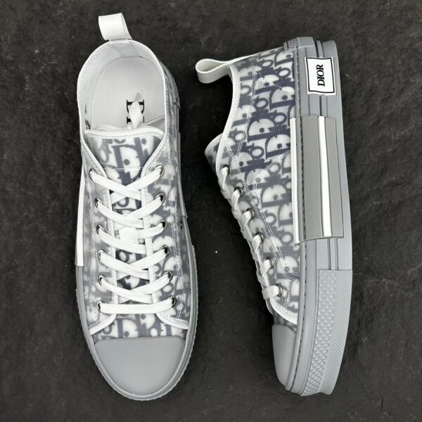 Dior B23 Grey Oblique Transparent Low-Top Sneakers