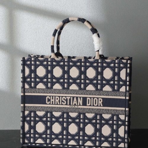 Blue Embroidered Large Book Tote Shopping Bag