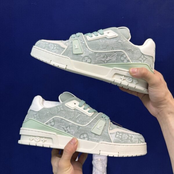 Louis Vuitton LV Trainer Mint Green Monogram Denim Retro Sneakers