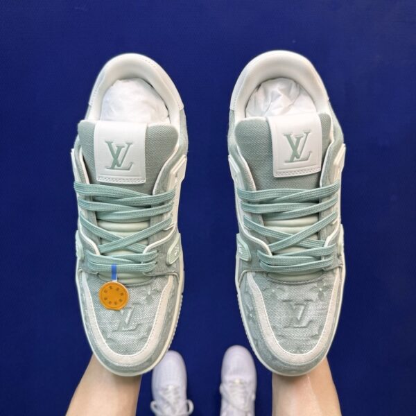 Louis Vuitton LV Trainer Mint Green Monogram Denim Retro Sneakers