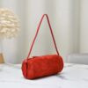sy_no_8C463359AC110DDFFAE20C1506DBC403_1 Red Leather Cylindrical Underarm Shoulder Bag