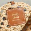 Miu Miu Raffia Open-Weave Bucket Bag – Hand-Crocheted Summer Beach Bag with Leather Charm; Versatile Shoulder & Crossbody Style
