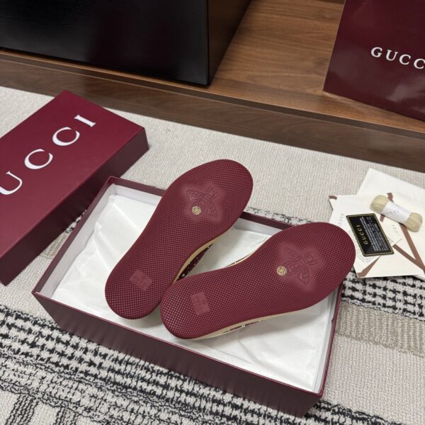 sy_no_8C90AA8000E7E284059C9DA0EA4D648F_8 Gucci Screener Burgundy Crystal GG Canvas & Beige Suede Sneaker