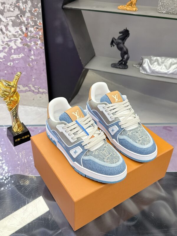 Louis Vuitton LV Trainer Maxi Washed Blue Denim Monogram Sneakers