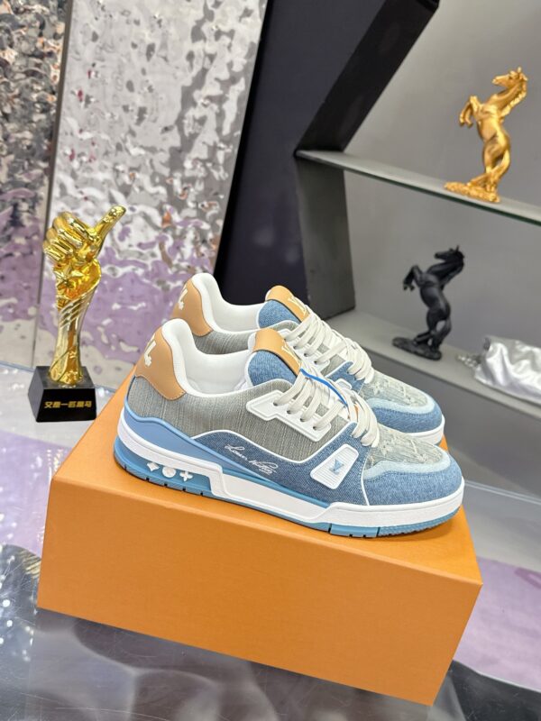 Louis Vuitton LV Trainer Maxi Washed Blue Denim Monogram Sneakers