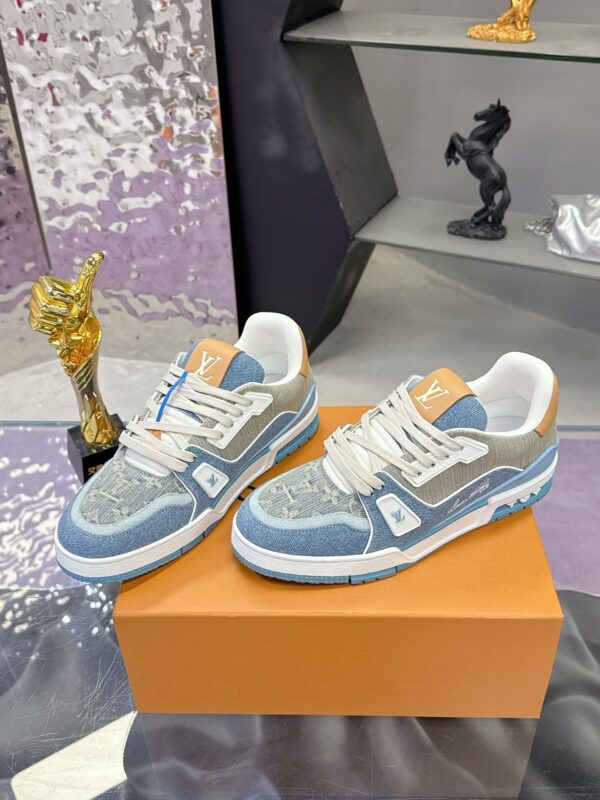 Louis Vuitton LV Trainer Maxi Washed Blue Denim Monogram Sneakers