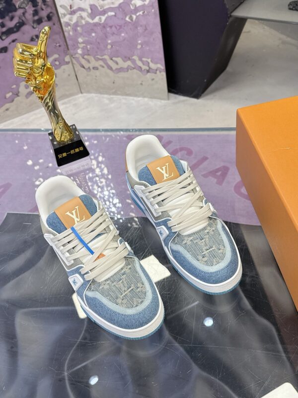 Louis Vuitton LV Trainer Maxi Washed Blue Denim Monogram Sneakers