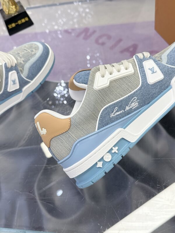 Louis Vuitton LV Trainer Maxi Washed Blue Denim Monogram Sneakers