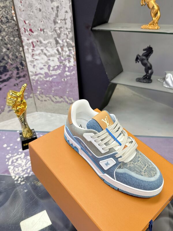 Louis Vuitton LV Trainer Maxi Washed Blue Denim Monogram Sneakers