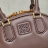 Miu Miu Women’s Arcadie Calfskin Bowling Bag – Vintage-Style Shell Bag (Suitable for Commuting; Shoulder, Crossbody, or Hand-Carry)
