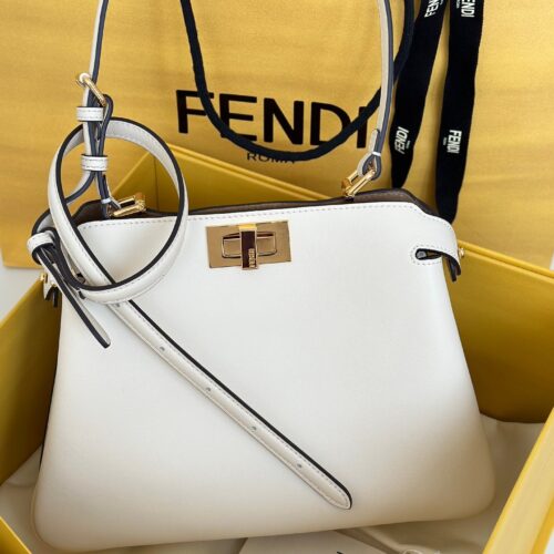 sy_no_8EF3F7F5B1E0087658BDB681BB8BA4BD_0 Fendi Peekaboo Small Handbag – White Calfskin