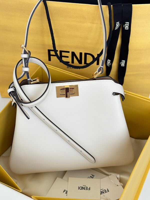 Fendi Peekaboo Small Handbag – White Calfskin