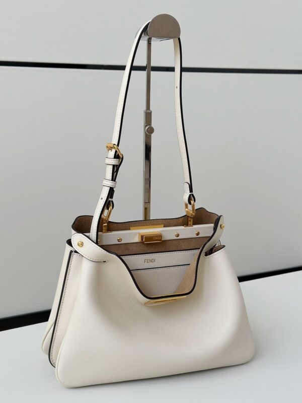 Fendi Peekaboo Small Handbag – White Calfskin