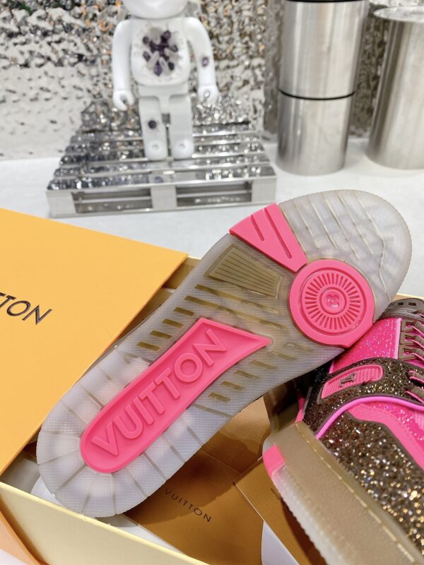 sy_no_8F11C2A627D855EFB9F234024A6CFDC7_7 Louis Vuitton LV Trainer Hot Pink & Brown Rhinestone Retro Sneakers