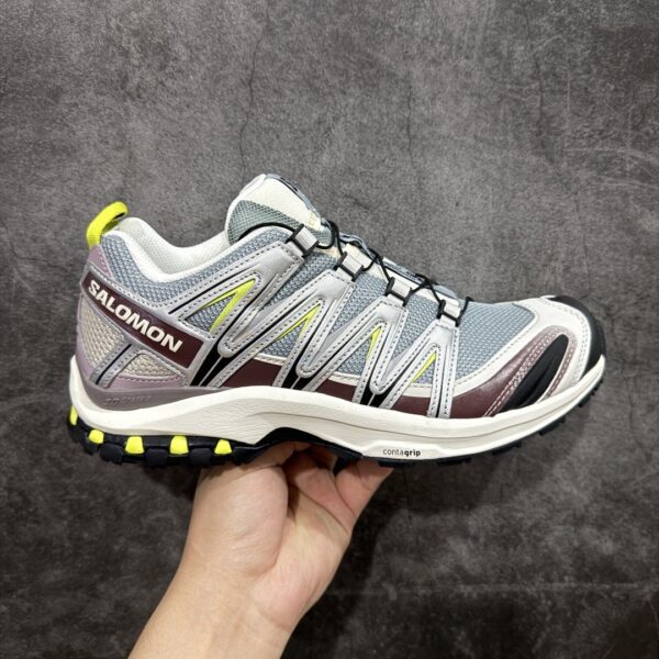 Salomon XA PRO 3D Grey, Blue, Burgundy & Neon Yellow Trail Running Shoes