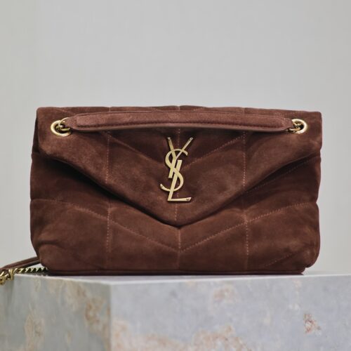 YSL Loulou 29cm Shoulder Bag – Brown Suede