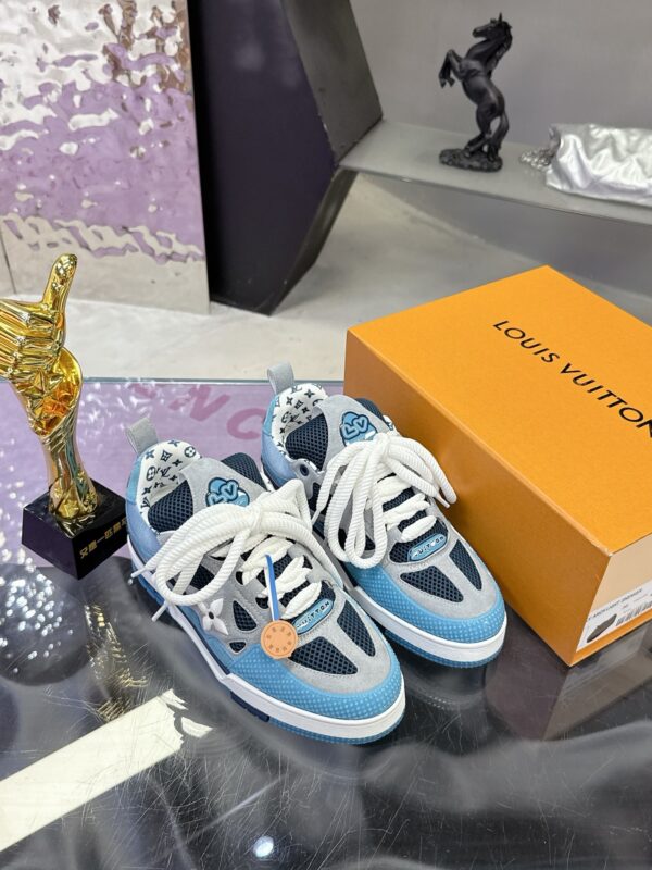 sy_no_905FF48D43903F33CB06BC6121A8EE4F_4 Louis Vuitton LV Skate Blue, Grey & Navy Retro Skate Sneakers