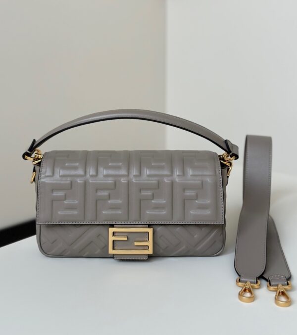 Fendi Baguette Handbag – Gray Lambskin