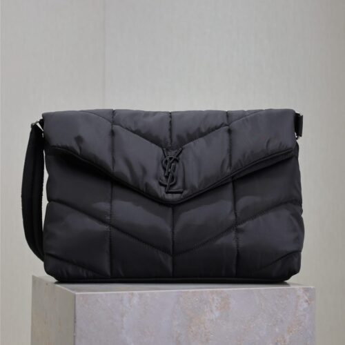 sy_no_907DE7D29CD7E4E725CF31194601A8E8_0 YSL Loulou Puffer Nylon Shoulder Bag – Black