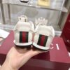 Gucci White Leather Low-Top Sneaker with Green/Red Web Tag
