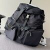 Parachute Nylon & Calfskin Backpack – Black