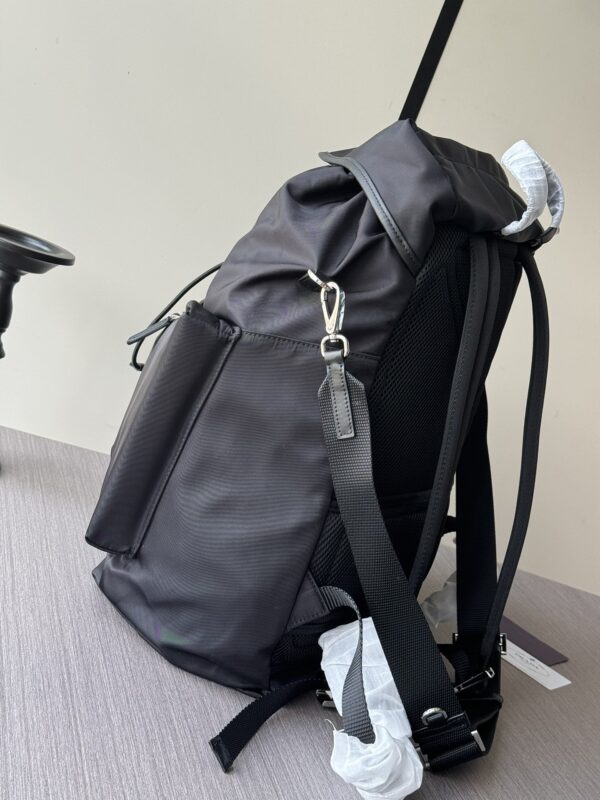 Parachute Nylon & Calfskin Backpack – Black