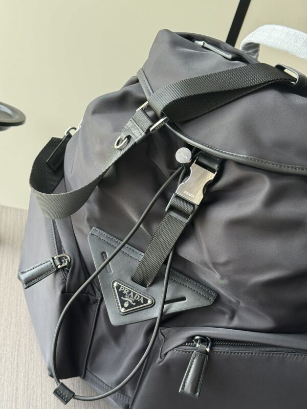 Parachute Nylon & Calfskin Backpack – Black