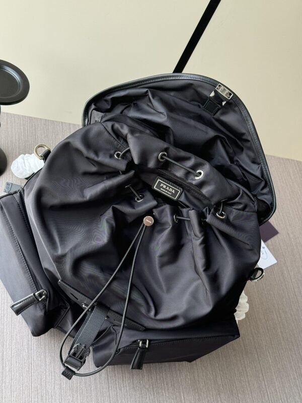 Parachute Nylon & Calfskin Backpack – Black