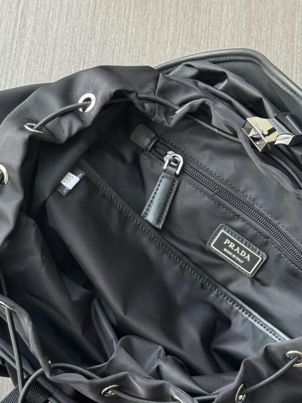 Parachute Nylon & Calfskin Backpack – Black