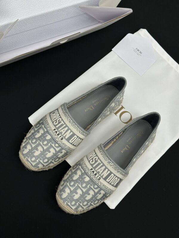 Dior Granville Grey Oblique Embroidered Espadrille Shoes