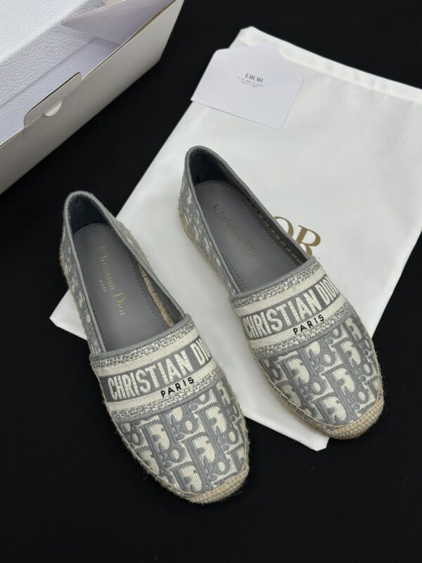 Dior Granville Grey Oblique Embroidered Espadrille Shoes