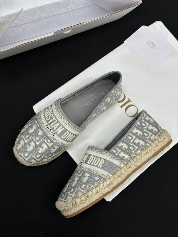 Dior Granville Grey Oblique Embroidered Espadrille Shoes