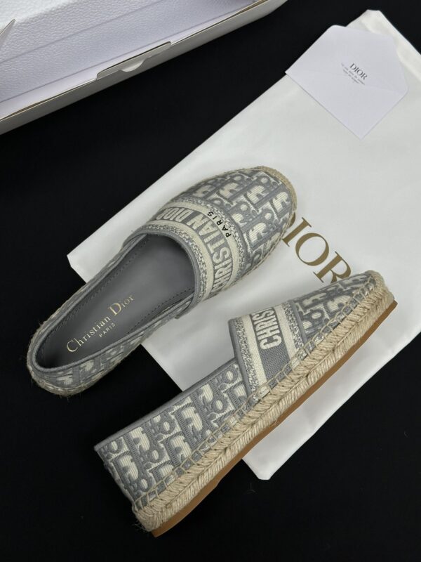 Dior Granville Grey Oblique Embroidered Espadrille Shoes