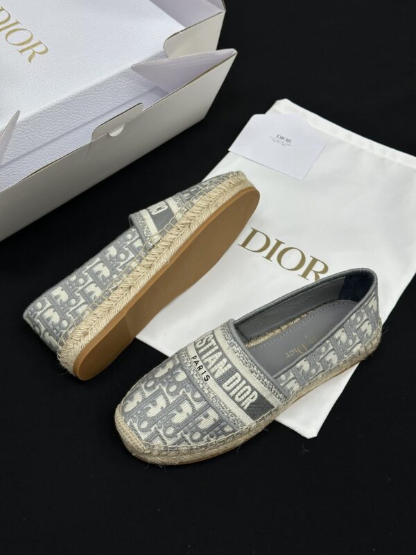 Dior Granville Grey Oblique Embroidered Espadrille Shoes