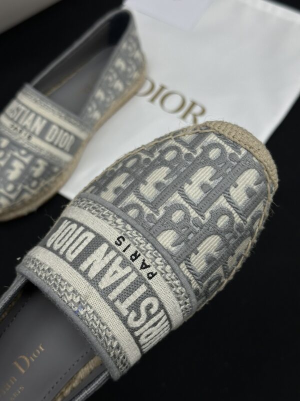 Dior Granville Grey Oblique Embroidered Espadrille Shoes