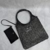 sy_no_91DED0AE4EE580030C95DF85BF19C238_0 Black Sequin Crochet Mesh Tote Bag