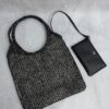sy_no_91DED0AE4EE580030C95DF85BF19C238_1 Black Sequin Crochet Mesh Tote Bag