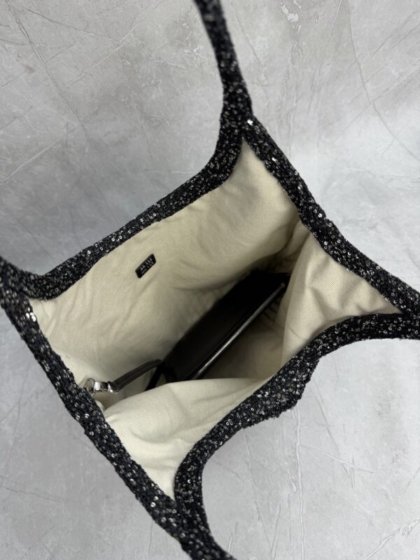 sy_no_91DED0AE4EE580030C95DF85BF19C238_3 Black Sequin Crochet Mesh Tote Bag