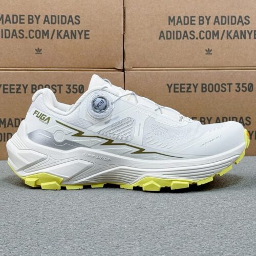 White, Olive Green & Neon Yellow Professional Trail Running Shoes