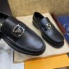 sy_no_933540030BD116A210F491B3F7EDA02E_2 Prada Black Calfskin Metal Logo Loafers