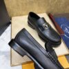 sy_no_933540030BD116A210F491B3F7EDA02E_3 Prada Black Calfskin Metal Logo Loafers